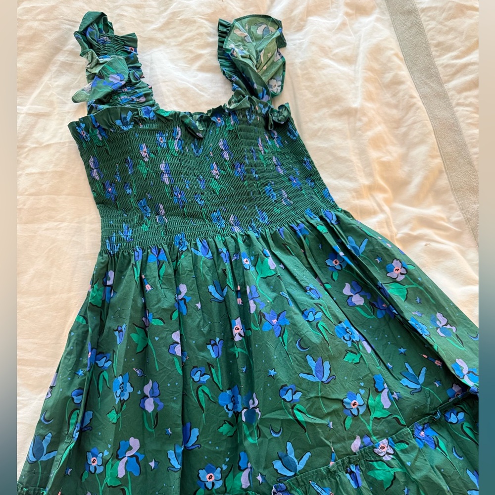 Hill House Ellie Nap Dress *discontinued pattern* Green Floral Space Dress